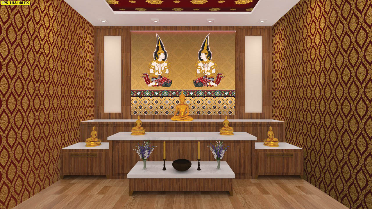 วอลเปเปอร์ ลายเทพพนมคู่ พื้นหลังสีทอง