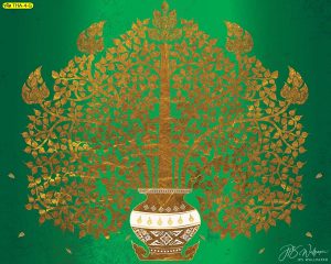 ภาพสั่งทำต้นโพธิ์พื้นหลังสีเขียว รูปต้นโพธิ์สวยๆ